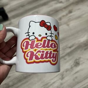 Hello Kitty Peakaboo Hearts + Glitter Logo Pink & White Coffee Mug Ceramic